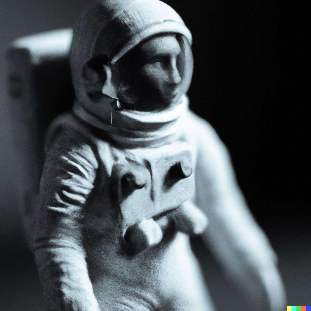 an astronaut, photograph taken with a macro lens, 50mm